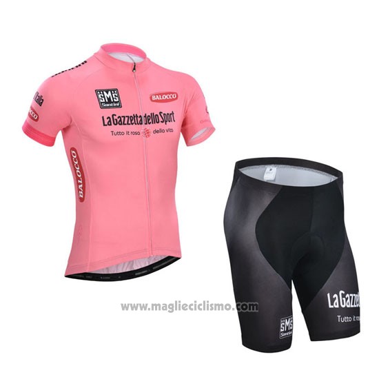 2014 Abbigliamento Ciclismo Giro d'Italia Rosa Manica Corta e Salopette